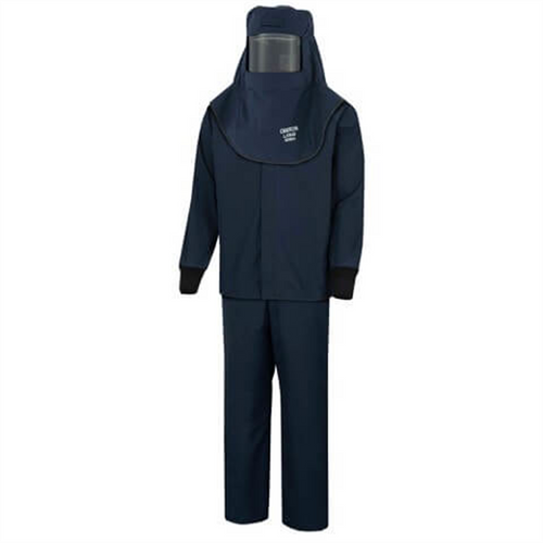Oberon Suit Kit - Arc Flash - 40 Cal LAN&trade; - Comes with Hood with Hard Cap, Coat and Bib Overalls - With Escape Strap  - Color: Navy Blue - Size: XL