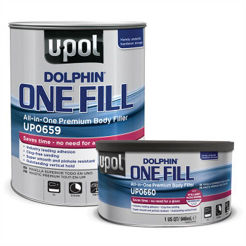 U Pol Products DOLPHIN UP0660 Premium All-In-One Body Filler, 1 qt Tin, Off-White, Paste
