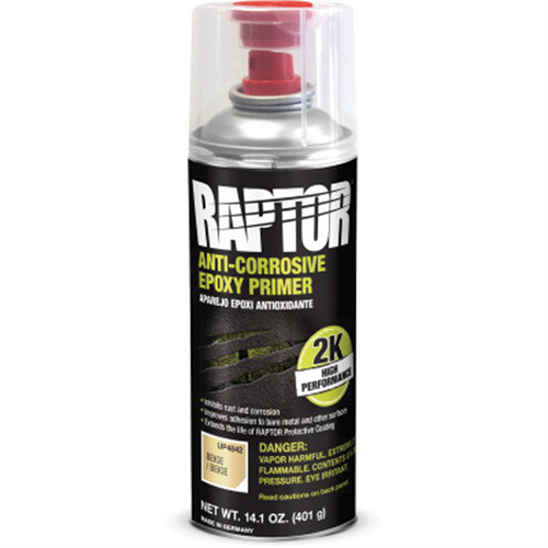 U Pol Products RAPTOR UP4842 2K Epoxy Primer, 14.1 oz Aerosol Can, Beige, 8 to 12 sq-ft/gal Coverage