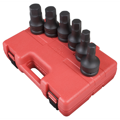 SUNEX 6 PC 1" DR SAE HEX DRIVER IMPACT SET
