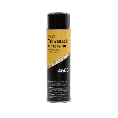 Transtar Autobody Products 4663 2 in 1 Trim, 20 oz Aerosol Can, Gloss Black, 5 to 10 min Curing