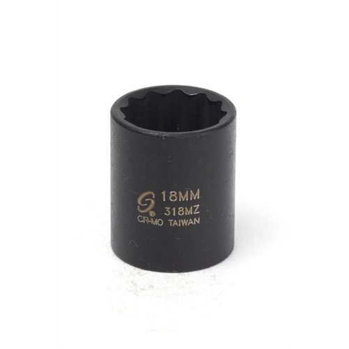 SUNEX SOC 18MM 3/8D IMP 12PT BLK
