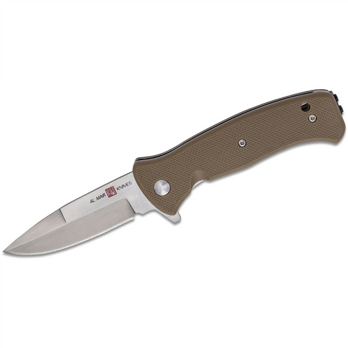 SUNEX AL Mar SERE 2020 Coyote Assisted Open Liner Lock D2 3 Inch Satin Finish Plain Edge Talon Blade with G10 Handle Tactical Folding Knive - Coyote Tan