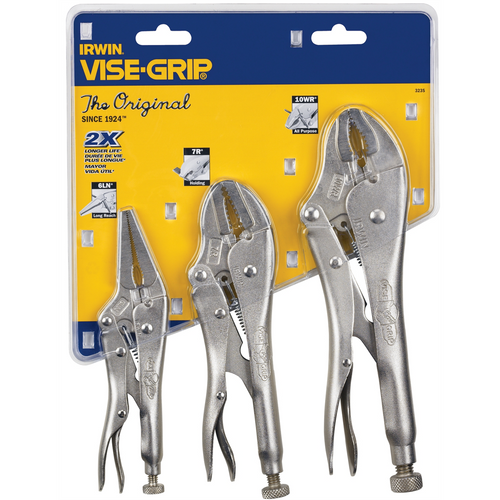 Vise Grip 323S 3 Pc. Tool Set Contains One Each: 10WRr, 7Rr and 6LNr Locking Tools Vise Grip 323S 3 Pc. Tool Set Contains One Each: 10WRr, 7Rr and 6LNr Locking Tools