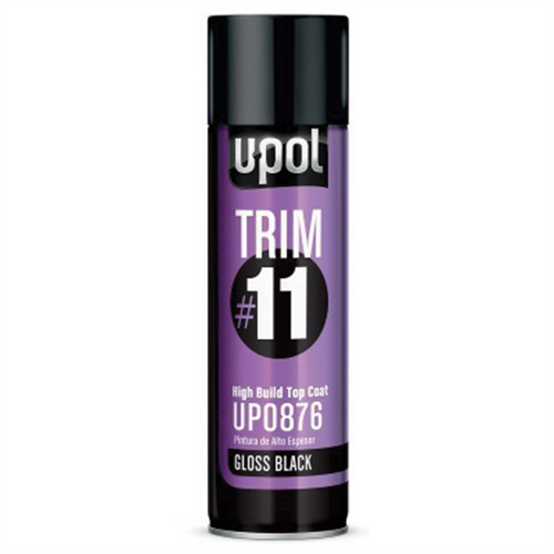 U Pol Products Trim #11 UP0876 High Build Top Coat, 450 mL Aerosol Can, Gloss Black, 48.4 sq-ft/Unit Coverage