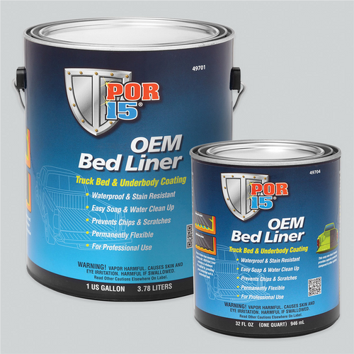 POR-15 INC 49701 OEM Bed Liner, 1 gal Can, Rubberized Textured Black, 100 to 120 sq-ft Coverage, 3 to 4 hr Curing