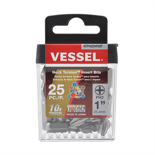 Vessel Tools Neck Torsion Insert Bits PH2X25.4 25PC (TicTac)