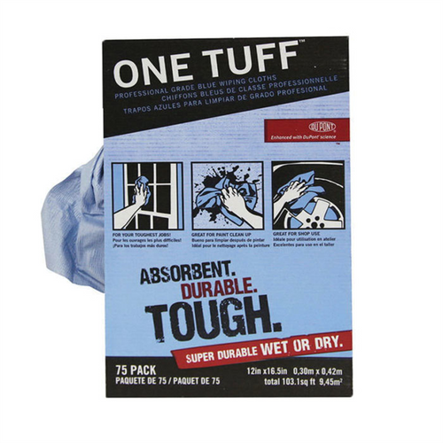 TRIMACO ONE TUFF 84075 Professional Grade Wiper Cloth, 12 in x 16-1/2 in, 75, Dupont Sontara, Blue