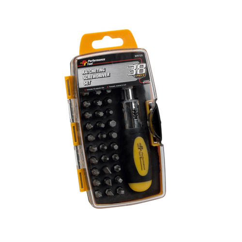 Wilmar Corp. / Performance Tool Ratcheting Screwdriver Set, 38-Piece, Stubby Drive