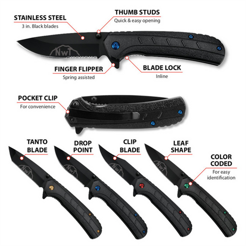 Wilmar Corp. / Performance Tool 4 pk. Assisted Open Pocket Knife Set Wilmar Corp. / Performance Tool 4 pk. Assisted Open Pocket Knife Set