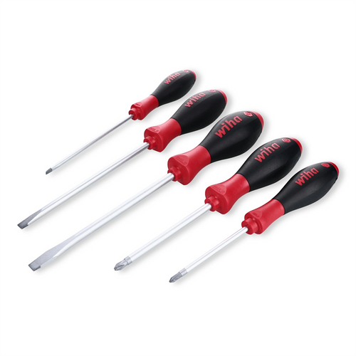 Wiha Tools 5 Piece SoftFinish Set Includes: Phillips #1 x 80mm, Phillips #2 x 100mm, Slotted 8.0mm x 150mm, Slotted 6.5mm x 150mm, and Slotted 4.5mm x 125mm Wiha Tools 5 Piece SoftFinish Set Includes: Phillips #1 x 80mm, Phillips #2 x 100mm, Slotted 8.0mm x 150mm, Slotted 6.5mm x 150mm, and Slotted 4.5mm x 125mm