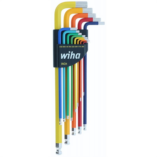 Wiha Tools Wiha Color Coded Ball End Hex L-Keys set sizes Include: 0.050 to 3/8"