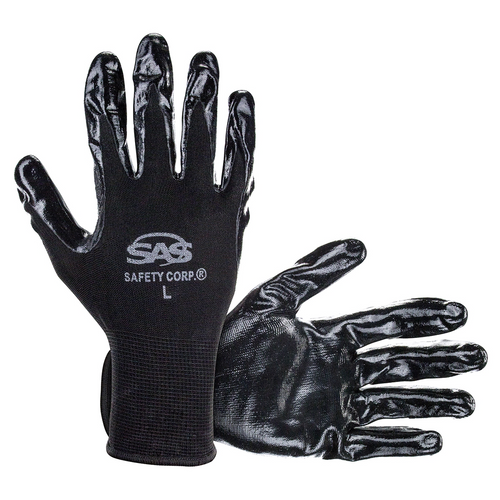 SAS Safety 1-pr of Paws Nitrile Coated Palm Gloves, L SAS Safety 1-pr of Paws Nitrile Coated Palm Gloves, L