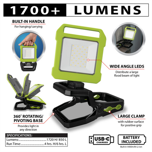 Wilmar Corp. / Performance Tool 1700LM Li-ion Clamp Work Light