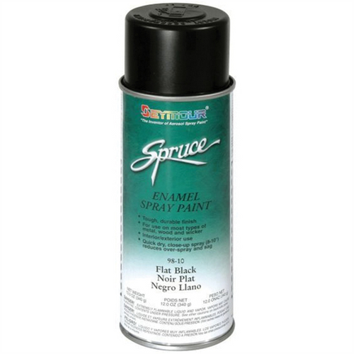 Seymour Spruce 98-10 Enamel Spray Paint, 16 fl-oz Aerosol Can, Flat Black, 15 sq-ft Coverage