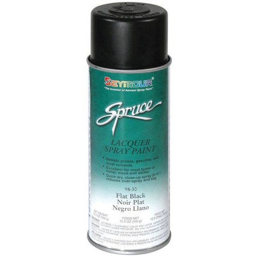 Seymour Spruce 98-30 Fast Drying Lacquer Spray Paint, 16 fl-oz Aerosol Can, Flat Black, 15 sq-ft Coverage