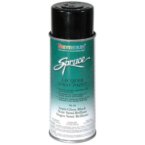Seymour Spruce 98-38 Fast Drying Lacquer Spray Paint, 16 fl-oz Aerosol Can, Black, 15 sq-ft Coverage