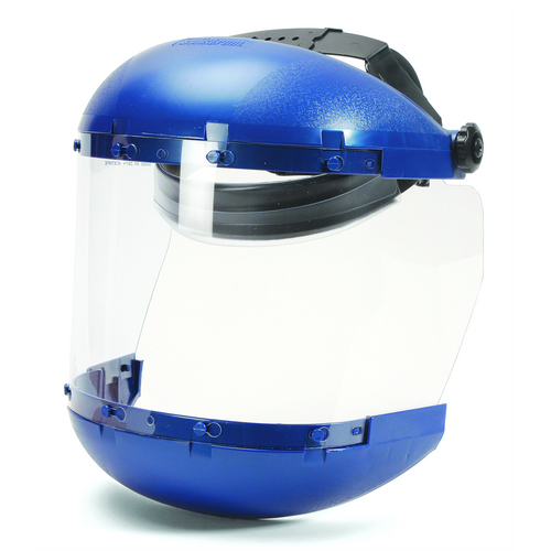 Sellstrom Sellstrom- Face Shield - 380 Series - 6.5" x 19.5" x 0.040" Window - Clear - Ratcheting Headgear - Dual Crown