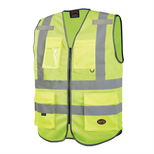 Pioneer Pioneer - Mesh 9-Pocket Safety Vest - Hi-Vis Yellow/Green - Size 2XL