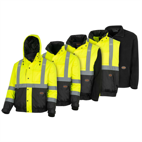 Pioneer 5 in 1 Waterproof Insulted Jacket - Color:  Hi-Vis Yellow / Black  - Size: Medium
