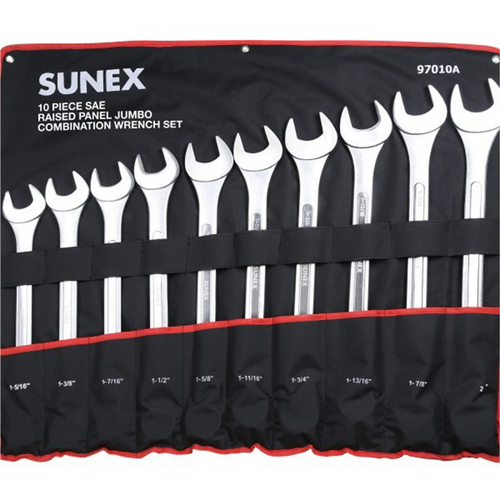 SUNEX 10-PC SAE Raised Panel Jumbo Combination Wrench Set