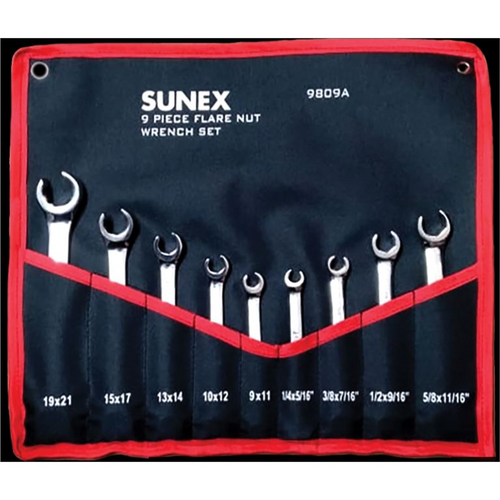 SUNEX 9 Pc Polish SAE Metric Flare Nut Wrench Set SUNEX 9 Pc Polish SAE Metric Flare Nut Wrench Set