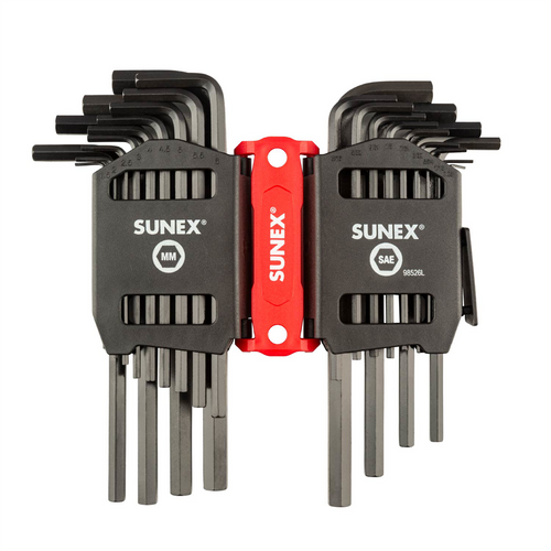 Sunex SAE/Metric 26 Piece Long Arm Hex Key Set, 2mm-10mm, 0.05"-3/8"