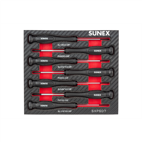 SUNEX Precision Phillips&reg; & Slotted 7 Piece Screwdriver Set in EVA Foam