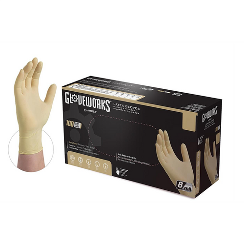 Gloveworks XL HD P/F Textured Latex Gloves (100 Gloves/Box)