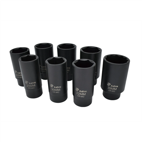 Astro Pneumatic 6 Point Axle Nut Socket Set 8 Pieces