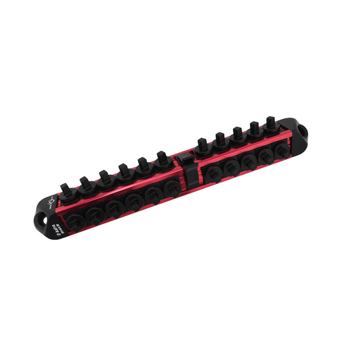 Astro Pneumatic 1/4" Drive V12 Locking Magnetic Socket Organizer for 22 Sockets + Ratchet - Red