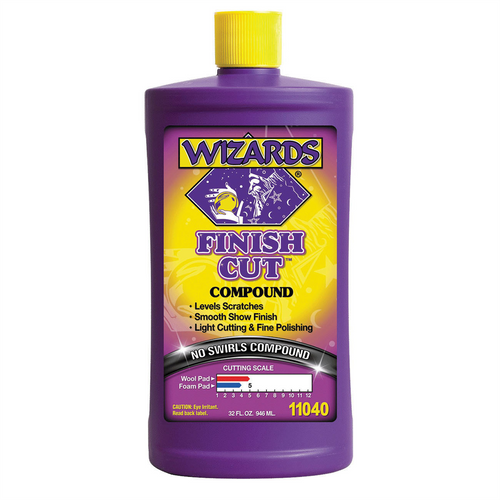 Wizards Products FINISH CUT 11040 One Step Compound, 32 oz Bottle, High-Gloss, Off-White, Liquid