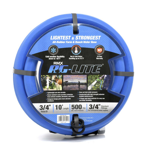 BluBird Ag Lite 3/4" X 10' Rubber Water Hose