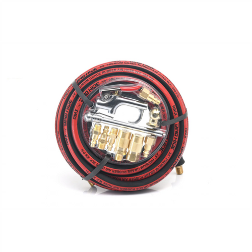 BluBird Dino - Hide Rubber Air Hose Assembly 3/8" x 25' with 10 Pc Brass Kit