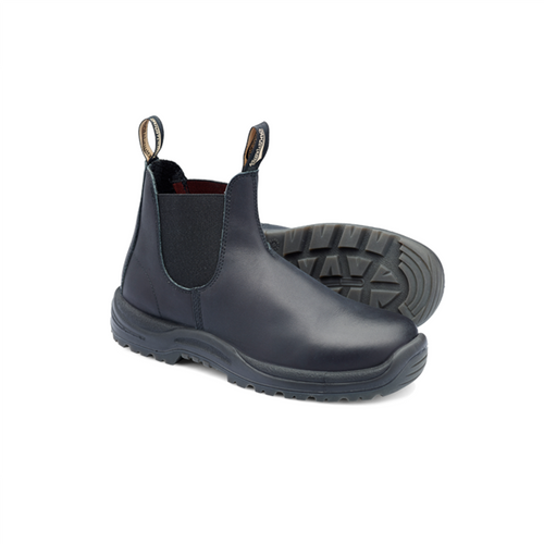 Steel Toe Slip-On Elastic Side Boots w/ Kick Guard, Black, AU size 8.5, US size 9