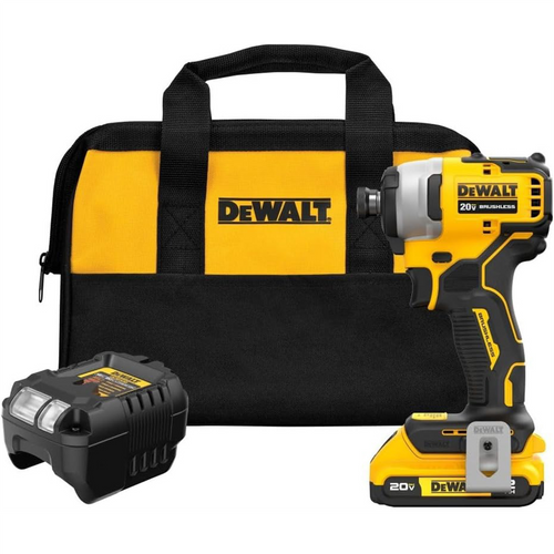 DeWalt 20V MAX* ATOMIC Cordless Brushless 1/4 in Impact Driver Kit (1) Lithium Ion Battery with Charger DeWalt 20V MAX* ATOMIC Cordless Brushless 1/4 in Impact Driver Kit (1) Lithium Ion Battery with Charger
