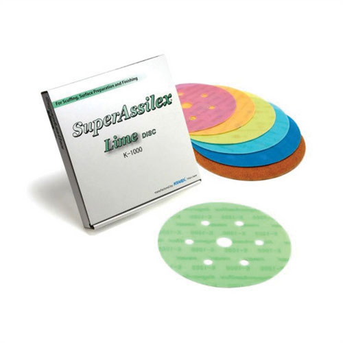 Eagle Abrasives, Inc. KOVAX Super Assilex 193-2545 Sanding Disc, 6 in Dia, 1500 Grit, Peach, Dry, Hook and Loop Attachment, 7 Holes