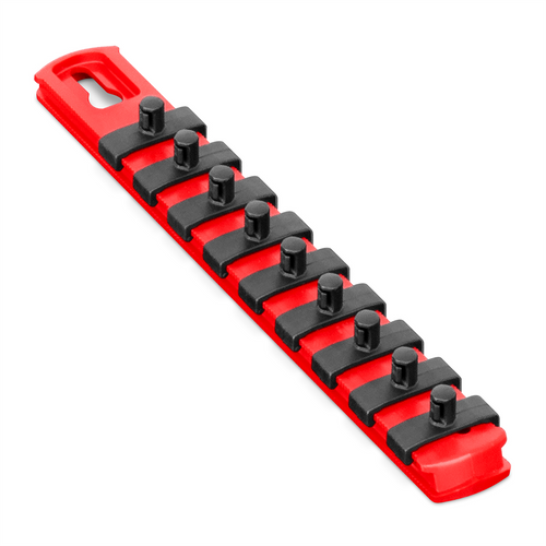Ernst Mfg. 8&rdquo; Socket Organizer and 9 Socket Clips - Red - 1/4&rdquo;