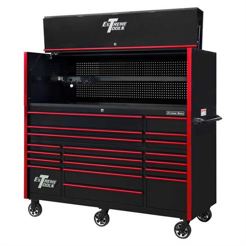 Extreme Tools RX Series 72" Pro Hutch & 19 Drwr Roller Cab Cmbo