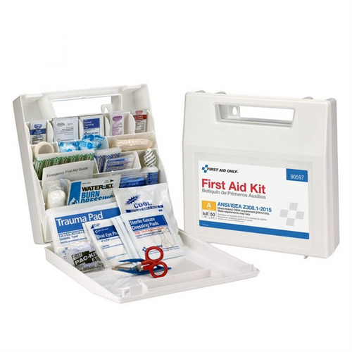 First Aid Only 50 Person First Aid Kit ANSI A Plastic Case with Dividers First Aid Only 50 Person First Aid Kit ANSI A Plastic Case with Dividers