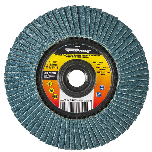 Forney Industries Double Sided Flap Disc, 60/120 Grits, 4-1/2 in
