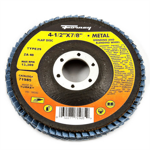 Forney Industries Flap Disc, Type 29, 4-1/2 in x 7/8 in, ZA40
