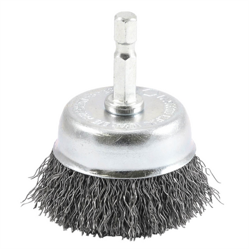 Forney Industries Cup Brush, Crimped, 2 in x .012 in x 1/4 in Hex Shank Forney Industries Cup Brush, Crimped, 2 in x .012 in x 1/4 in Hex Shank
