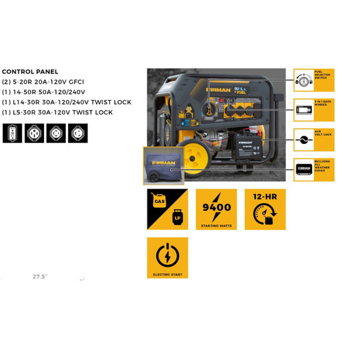 Firman Generator Dual Fuel 7500 Watt - 6750 Watt
