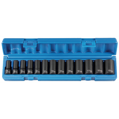 Grey Pneumatic 3/8" Drive 13 Piece Semi Deep Metric Impact Set Grey Pneumatic 3/8" Drive 13 Piece Semi Deep Metric Impact Set