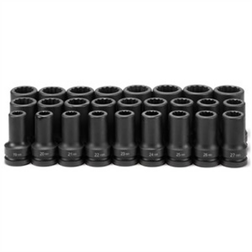 Grey Pneumatic 1DR 26PC DEEP METRIC SET 19MM TO 44MM Grey Pneumatic 1DR 26PC DEEP METRIC SET 19MM TO 44MM