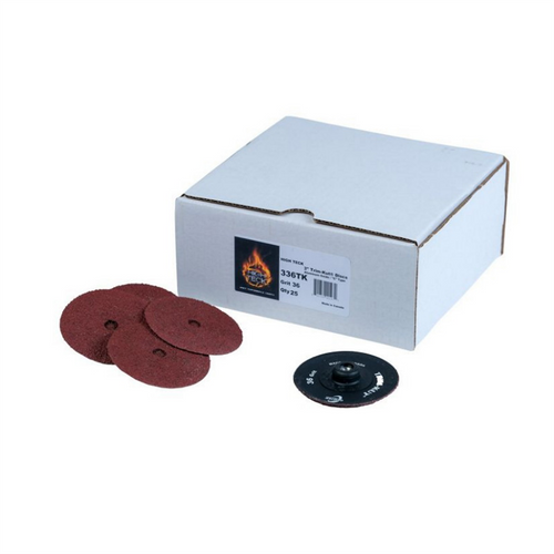High Teck Products Trim-Kut 336TK R-Style Disc, 3 in Dia, 36 Grit, Aluminum Oxide, Polymer Backing