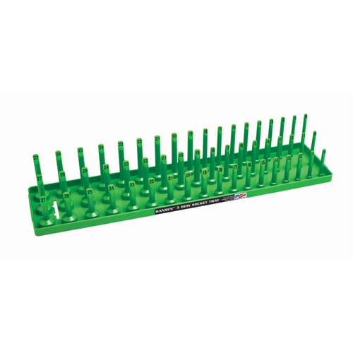 Hansen Global 1/2" Metric 3-Row Socket Tray - Green