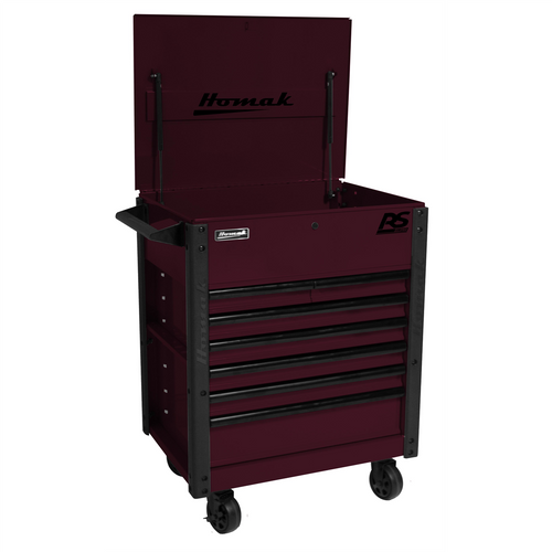 Homak Manufacturing 35 in. Pro Series 7-Drawer Service Cart, Black Cherry
