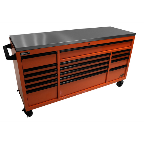 Homak Manufacturing 72" RS Roller Cabinet Orange Stainless Steel Top